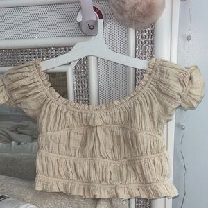 Ocean Drive Beige Ruffled Blouse Top